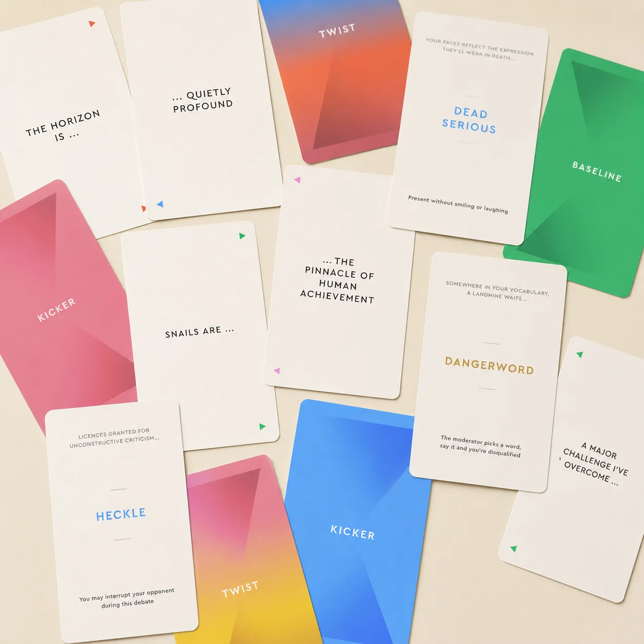 A colourful spread of cards across all three editions