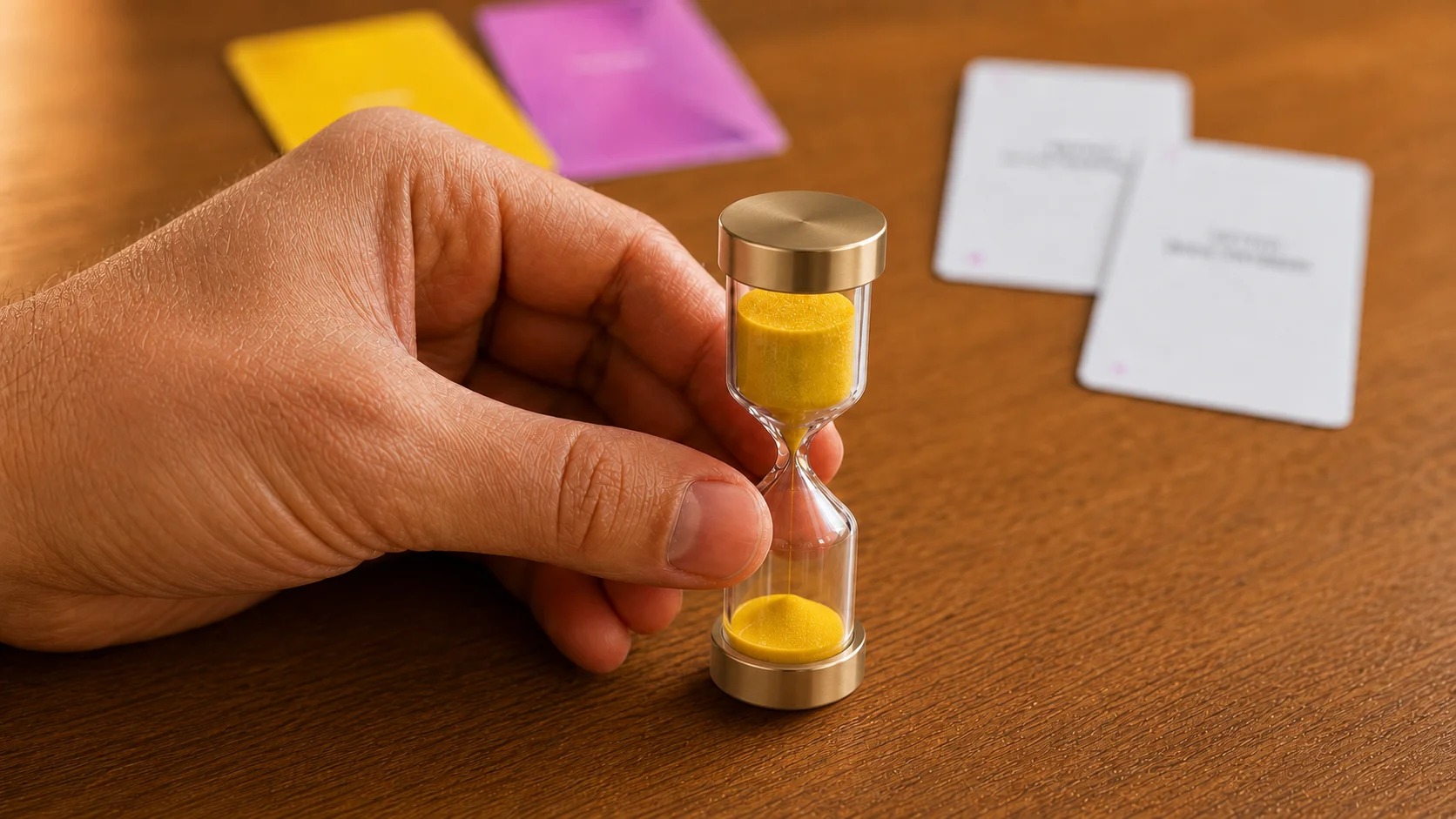 The thirty-second sand timer, mid-round